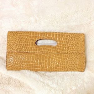 Genuine crocodile embossed leather Hobo Clutch